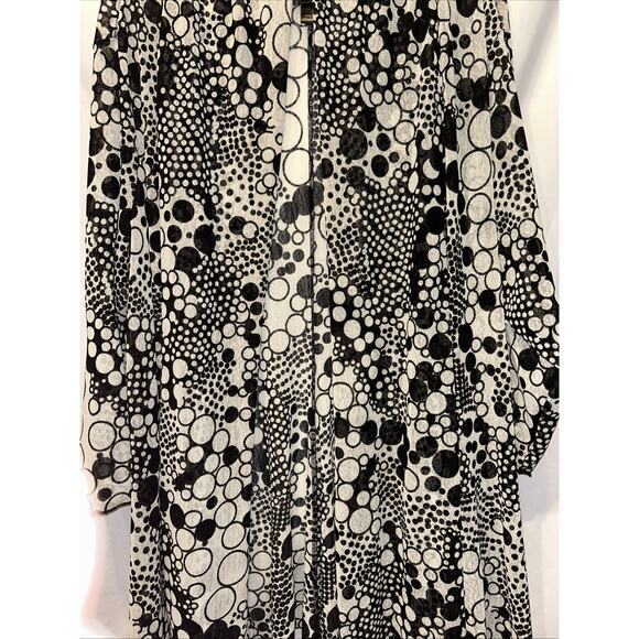 Ali Miles Cardigan Womens Plus 3X Black White Sheer Mesh Sweater Lightweight - Picture 3 of 13